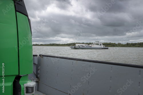 River the Elbe Germany. Ferryboat Gluckstadt to Wischhafen photo