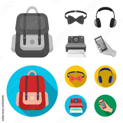 Hipster, fashion, style, subculture .Hipster style set collection icons in monochrome,flat style vector symbol stock illustration web.