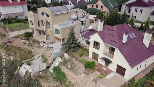 Aerial view of the consequences of the landslide in Chernomorsk, Ukraine
