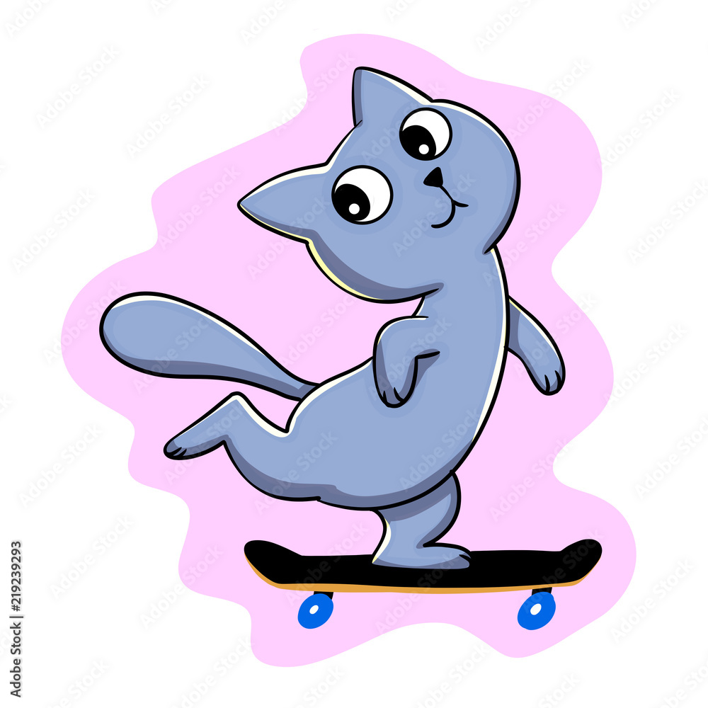 Purple skater cat cartoon Purple skater cat cartoon