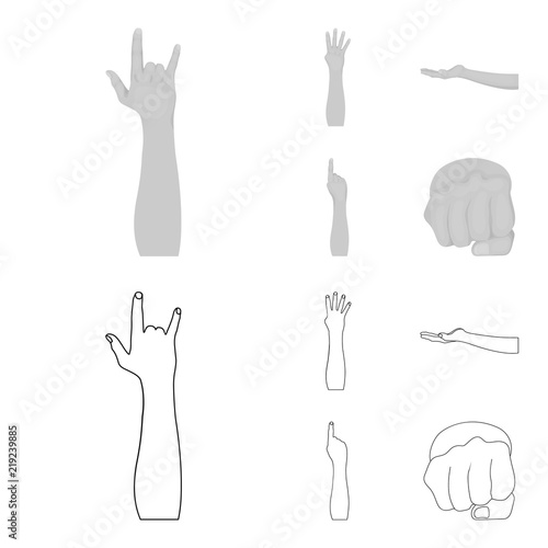 Sign Language outline,monochrome icons in set collection for design.Emotional part of communication vector symbol stock web illustration.