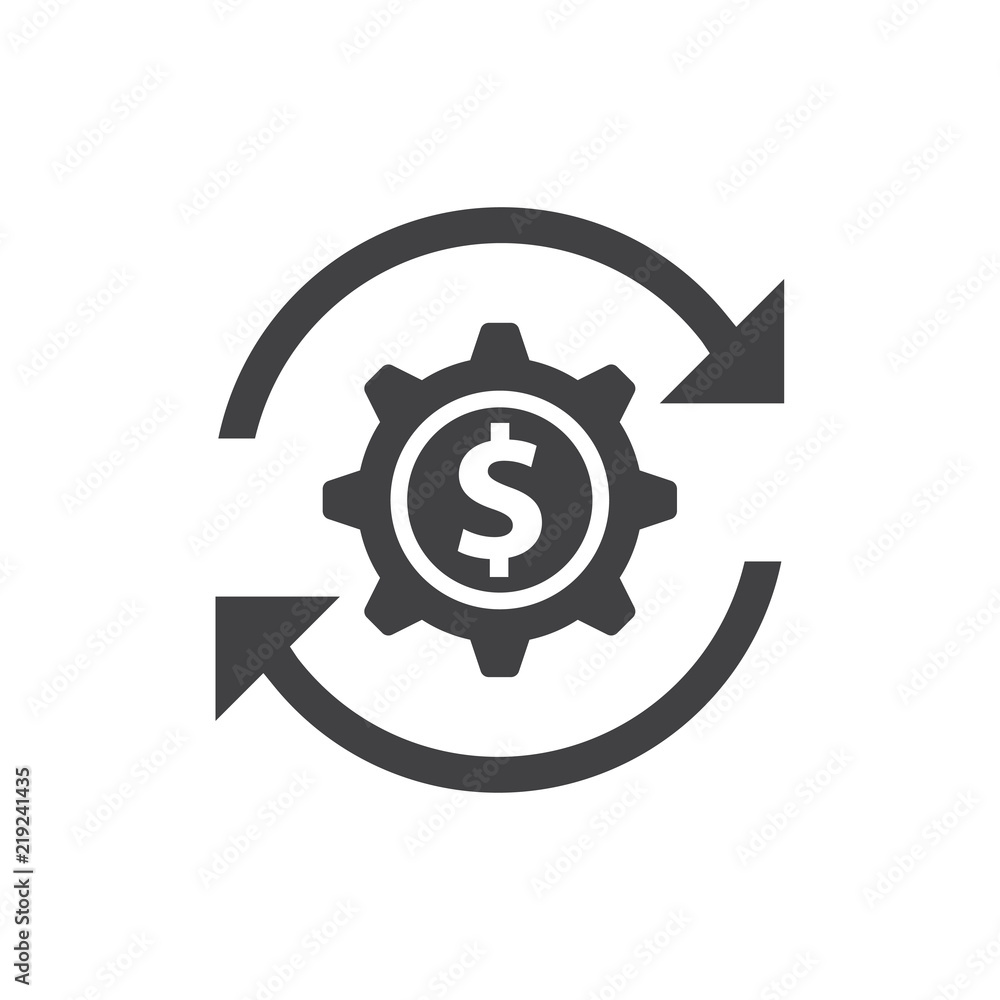 Money transfer gear arrows icon Money transfer gear arrows icon