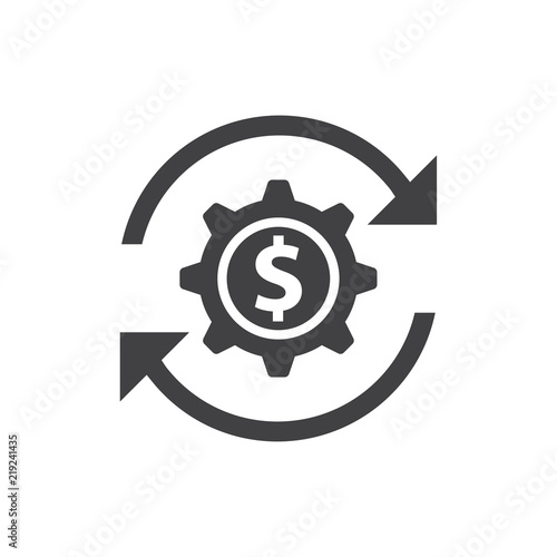 Money transfer gear arrows icon