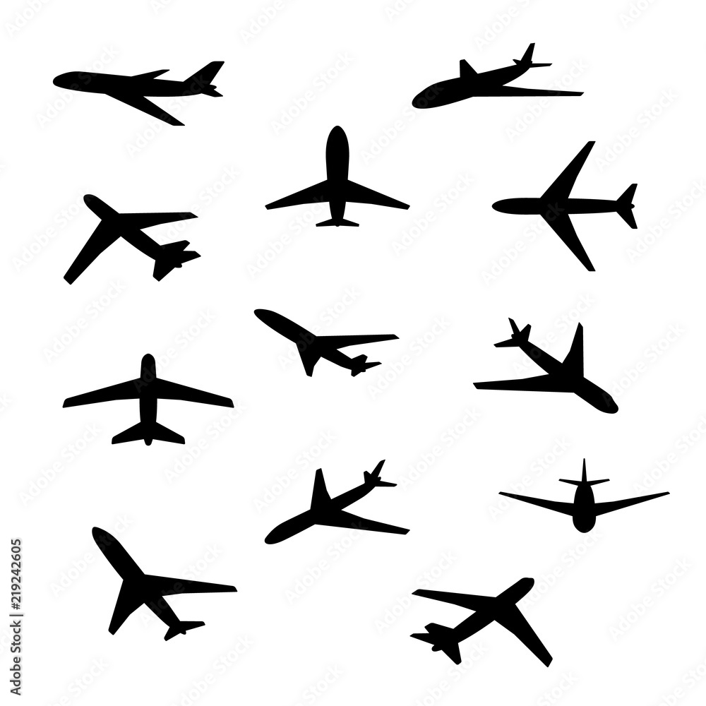 Fototapeta zestaw ikon samolotu