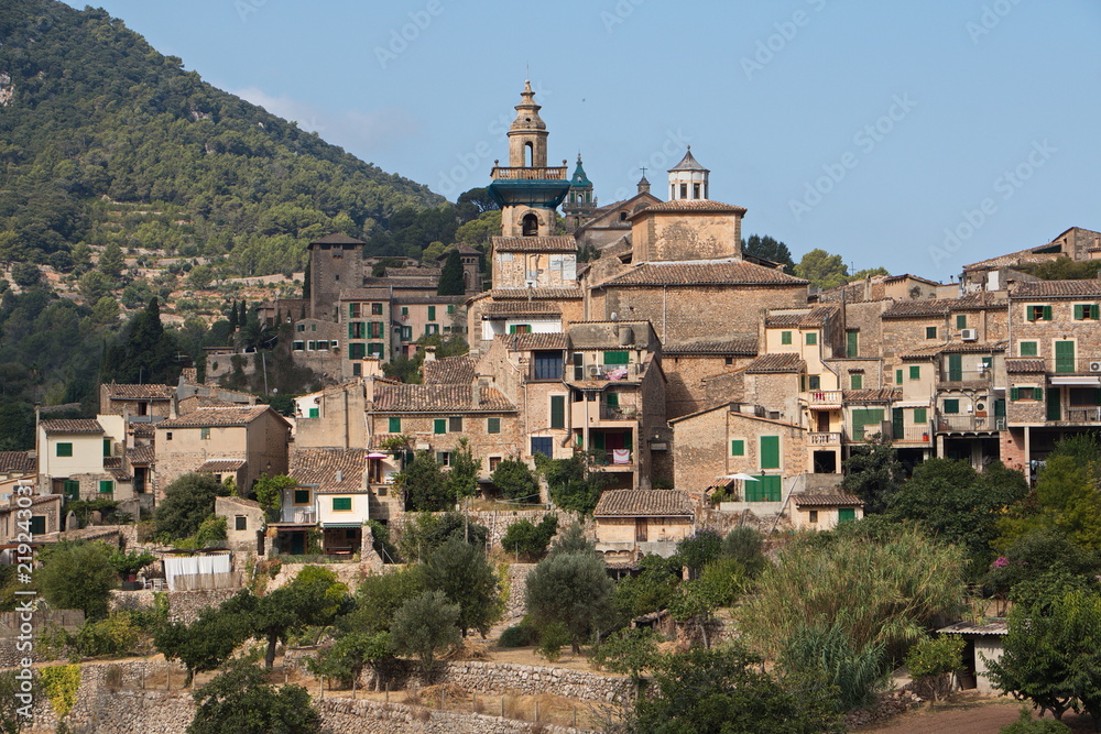 Village Valldemossa at the road MA10 in Tramuntana Mountains on Mallorca
