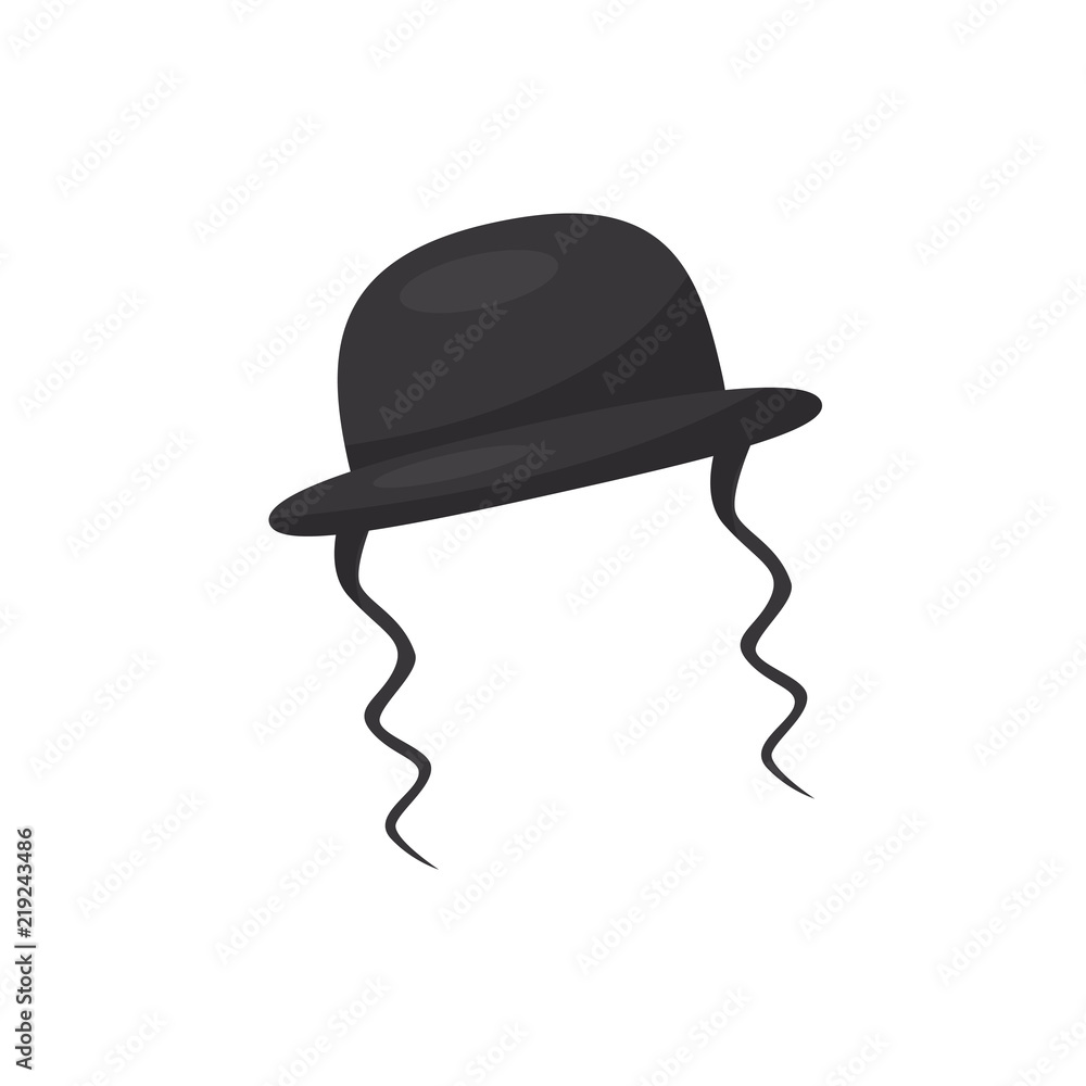 Profeti beskyldninger øje Orthodox jewish hat with sidelocks, vector Illustration on a white  background Stock Vector | Adobe Stock