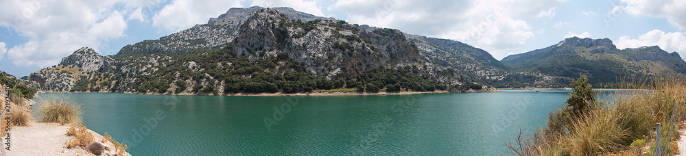 Water reservoir Embassament de Gorg Blau in Tramuntana Mountains on Mallorca
