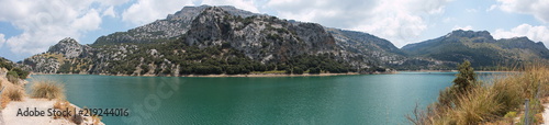 Water reservoir Embassament de Gorg Blau in Tramuntana Mountains on Mallorca 