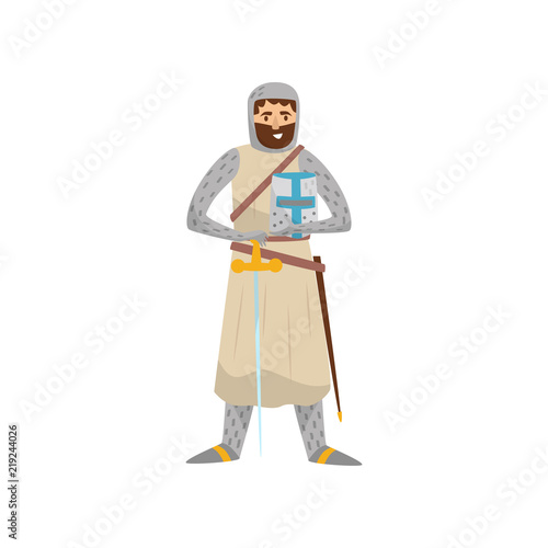 Medieval knight warrior character vector Illustration on a white background