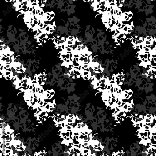 UFO military camouflage seamless pattern in black  grey and white colors