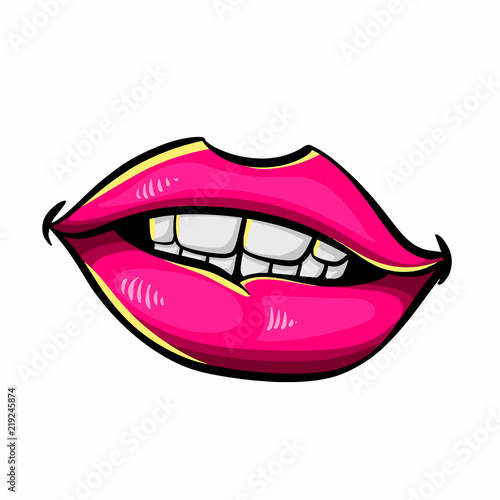 Wallpaper Mural Woman's open mouth with sexy pink lips and tongue. Vector illustration. Torontodigital.ca