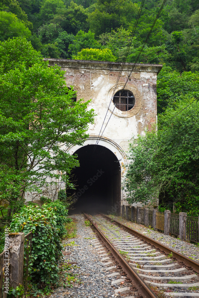 Railroad tunnel Psyrtsha station in New Athos