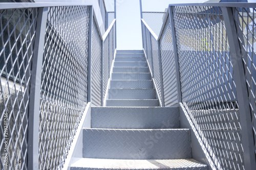 Outdoor iron Staircase With Stainless Steel Handrail  Iron stairs with railing
