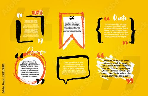 Quote blanks with text bubble with Commas. Vector Set of templates for note, message, comment. Hand Drawn with brush Dialog box.