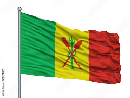 Petrolina City Flag On Flagpole, Country Brasil, Isolated On White Background