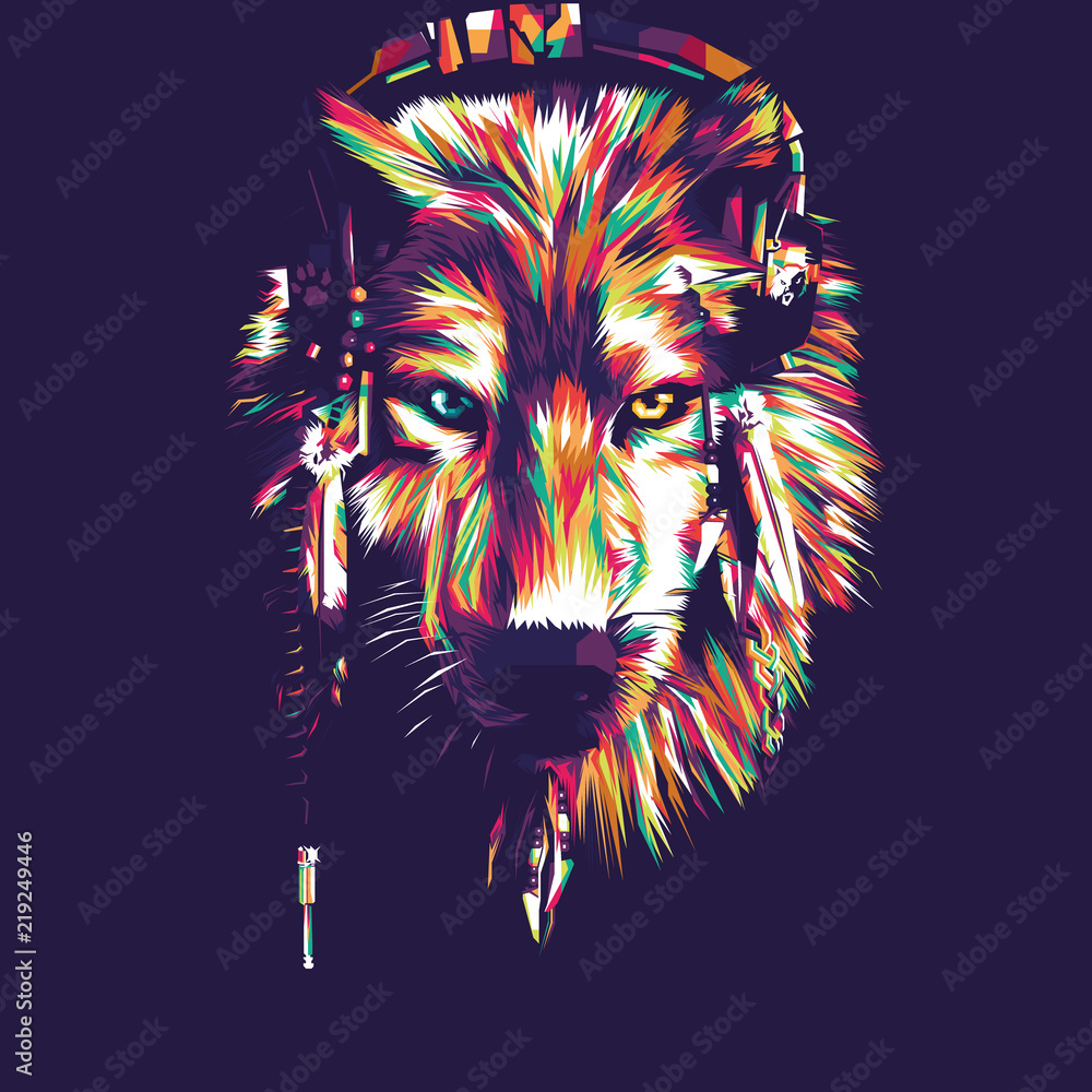 Fototapeta Ilustracja wektorowa Pop-artu Wolf