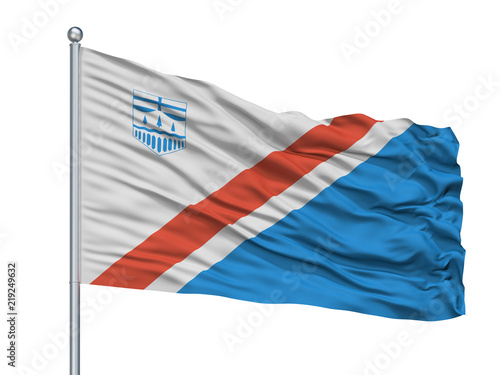 St Albert City Flag On Flagpole, Country Canada, Alberta, Isolated On White Background