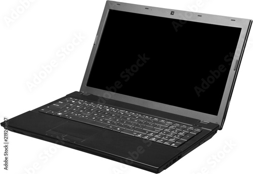Laptop with blank screen isolatedon white