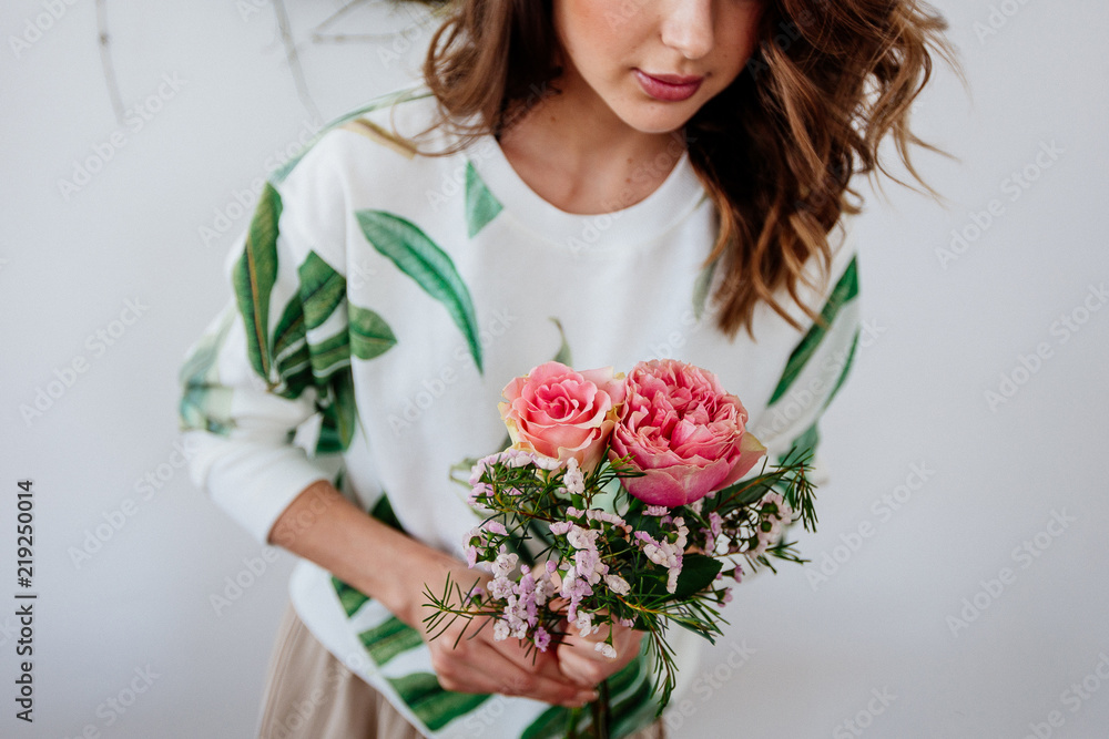 Florist makes a bouquet. Florist makes a bouquet.