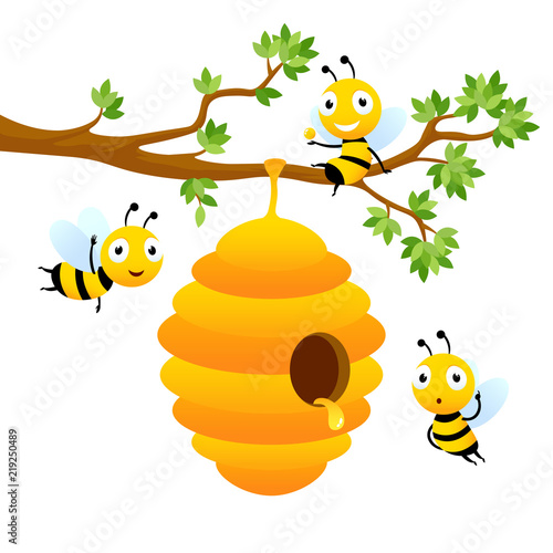 Bee characters. Vector cartoon mascot design isolated