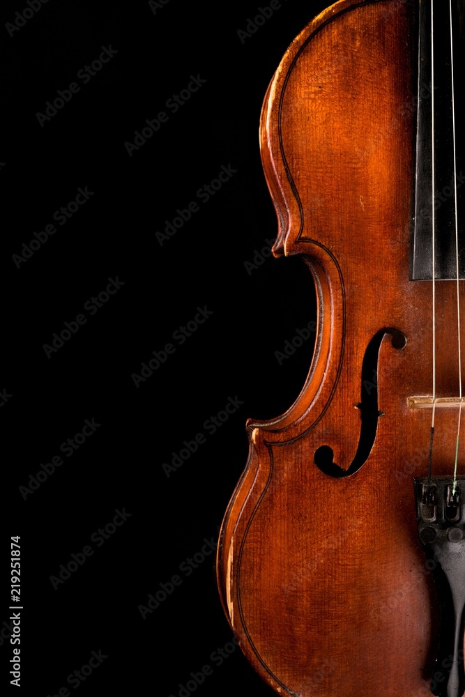 Front View of a Violin, Isolated on Black Front View of a Violin, Isolated on Black