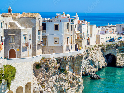 The coast and the houses of Vieste, Gargano, Puglia