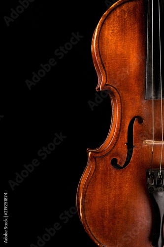 Front View of a Violin  Isolated on Black
