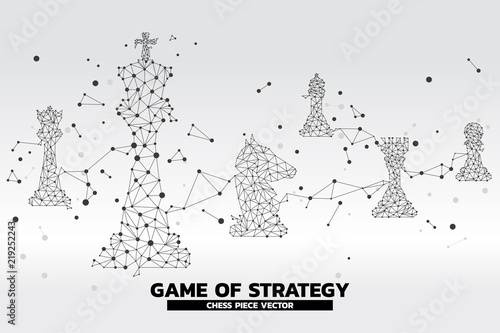 low polygon dot connected line of chess piece vector. icon for planning and strategy thinking