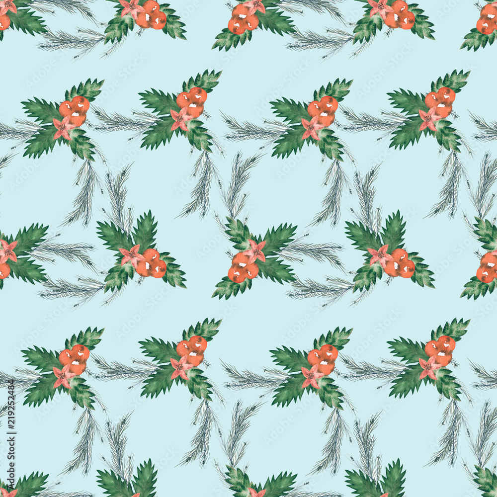 Christmas pattern/ Watercolor Christmas / Winter wallpape Christmas pattern/ Watercolor Christmas / Winter wallpape