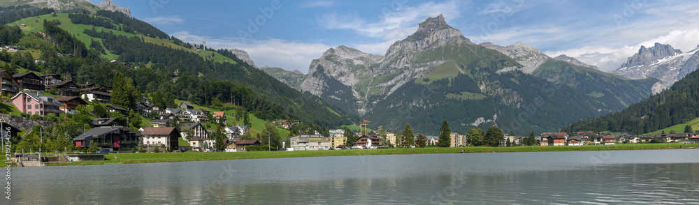 The lake of Engelberg on the Swiss alps