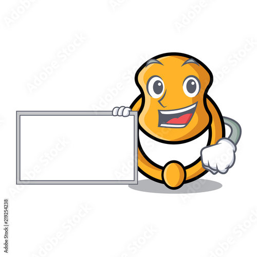 With board door knocker isolated on character cartoon