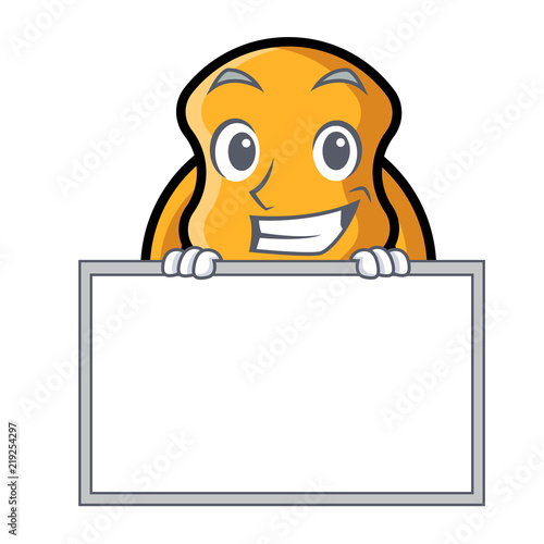 Grinning with board door knocker isolated on character cartoon