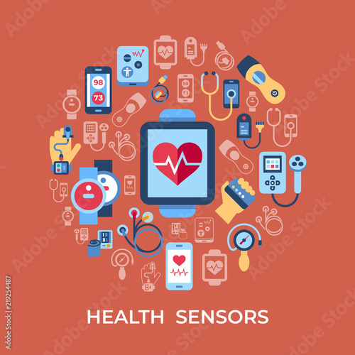 Digital vector health sensor icons set