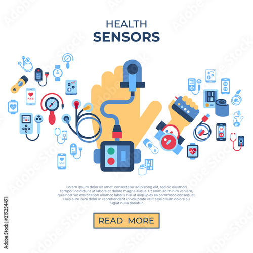 Digital vector health sensor icons set