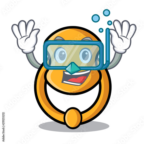 Diving metal door knocker on character cartoon