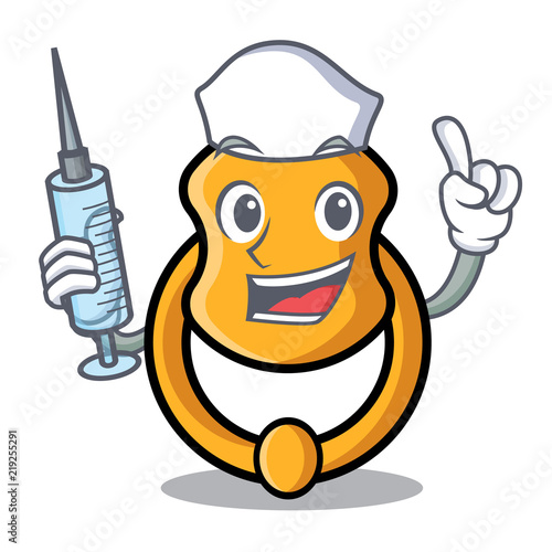Nurse metal door knocker on character cartoon