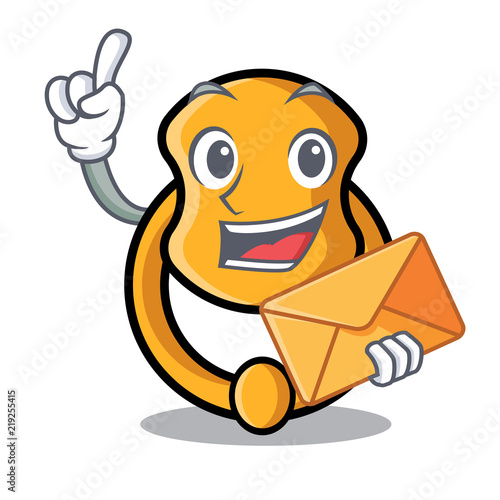 With envelope metal door knocker on character cartoon