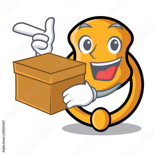 With box metal door knocker on character cartoon