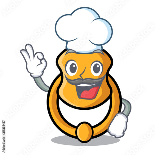 Chef metal door knocker on character cartoon