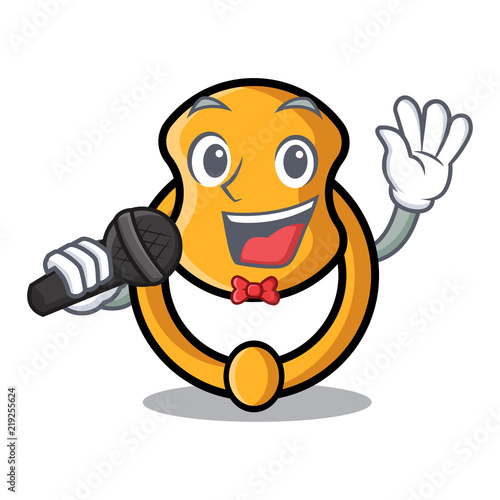 Singing elegant fashion door knocker mascot cartoon
