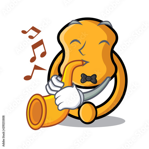 With trumpet elegant fashion door knocker mascot cartoon