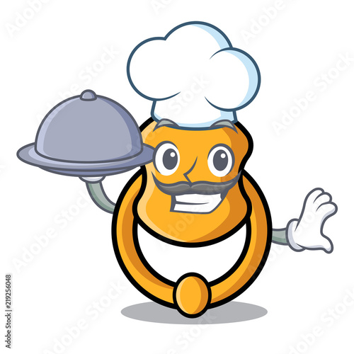 Chef with food elegant fashion door knocker mascot cartoon