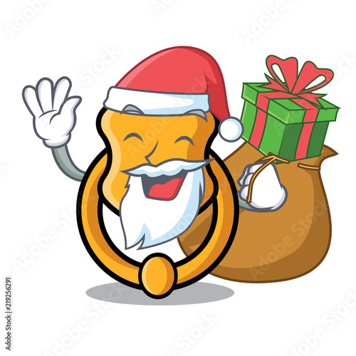 Santa with gift vintage door knocker on mascot cartoon