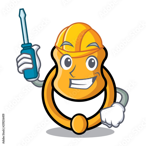 Automotive vintage door knocker on mascot cartoon