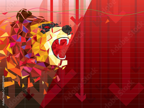 Bearish symbols on stock market vector illustration. vector Forex or commodity charts, on abstract background. The symbol of the the Bear. The stock market down turn