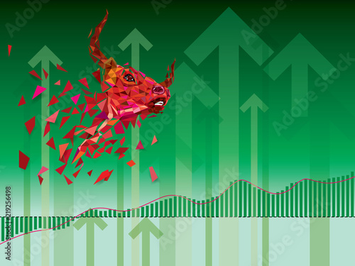 Bullish symbols on stock market vector illustration. vector Forex or commodity charts, on abstract background. The symbol of the the bull. The growing  market.