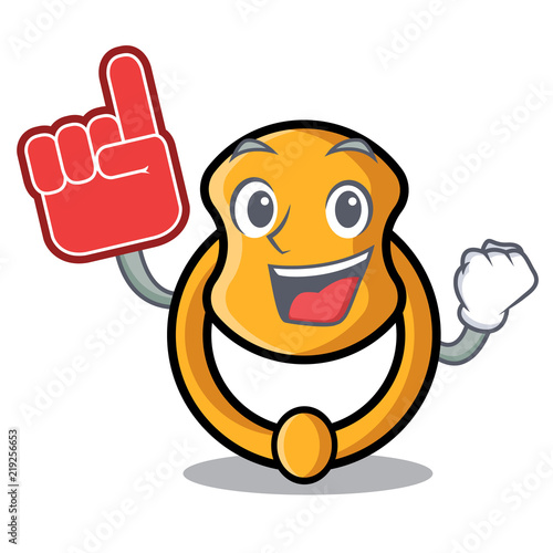 Foam finger vintage door knocker on mascot cartoon
