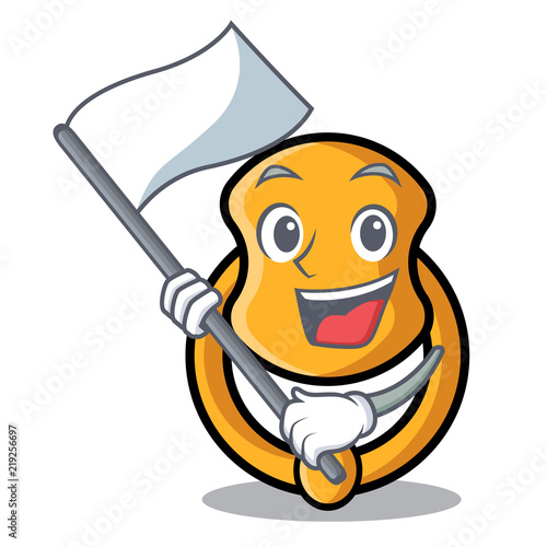 With flag vintage door knocker on mascot cartoon