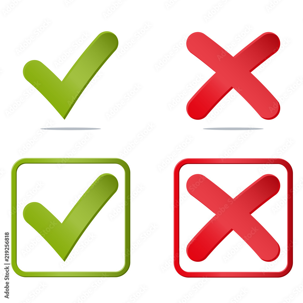 Right and wrong tick cross mark icon Right and wrong tick cross mark icon