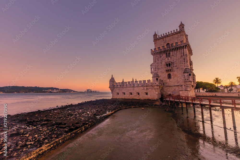 Belem tower in Lisbon during twilight ,Portugal